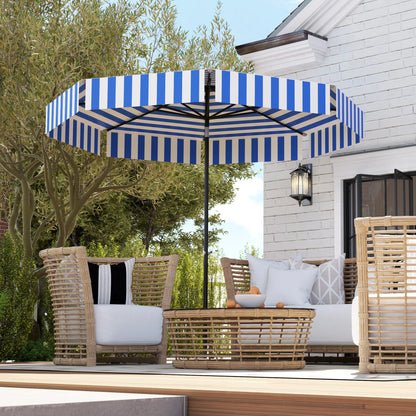 8.7FT Tilting Patio Umbrella, 8 Ribs, Crank Handle, Navy Blue Sun Umbrellas at Gallery Canada