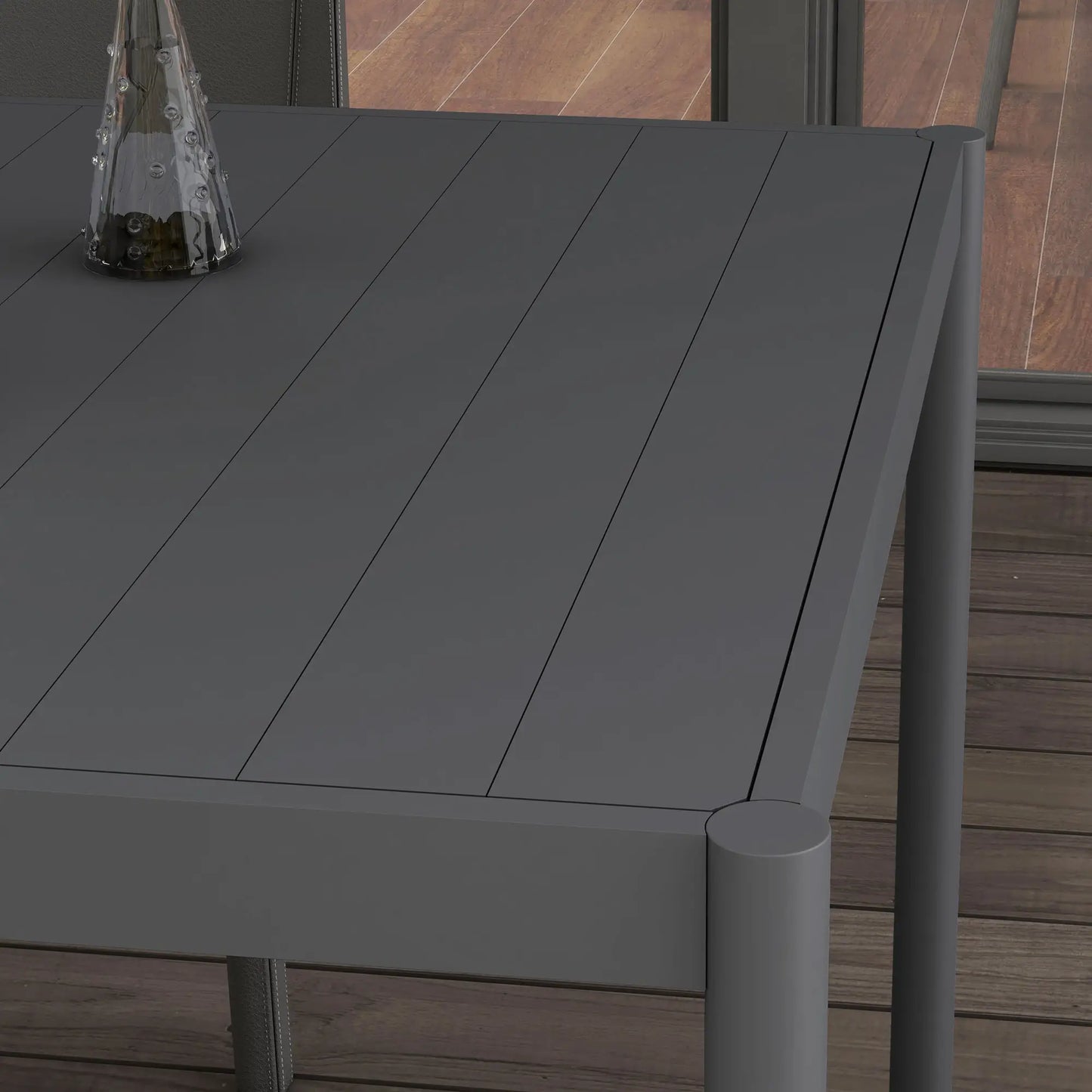 Outdoor Dining Table, Aluminum Frame, Garden Table, 57", Dark Grey Patio Dinning Tables at Gallery Canada