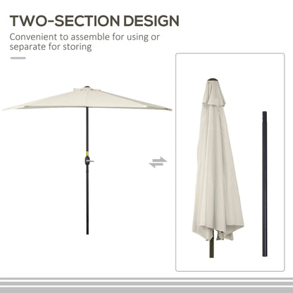 9.8ft Half Umbrella, Semi Round Patio Parasol, Crank Handle, Top Vent, Cream Sun Umbrellas at Gallery Canada