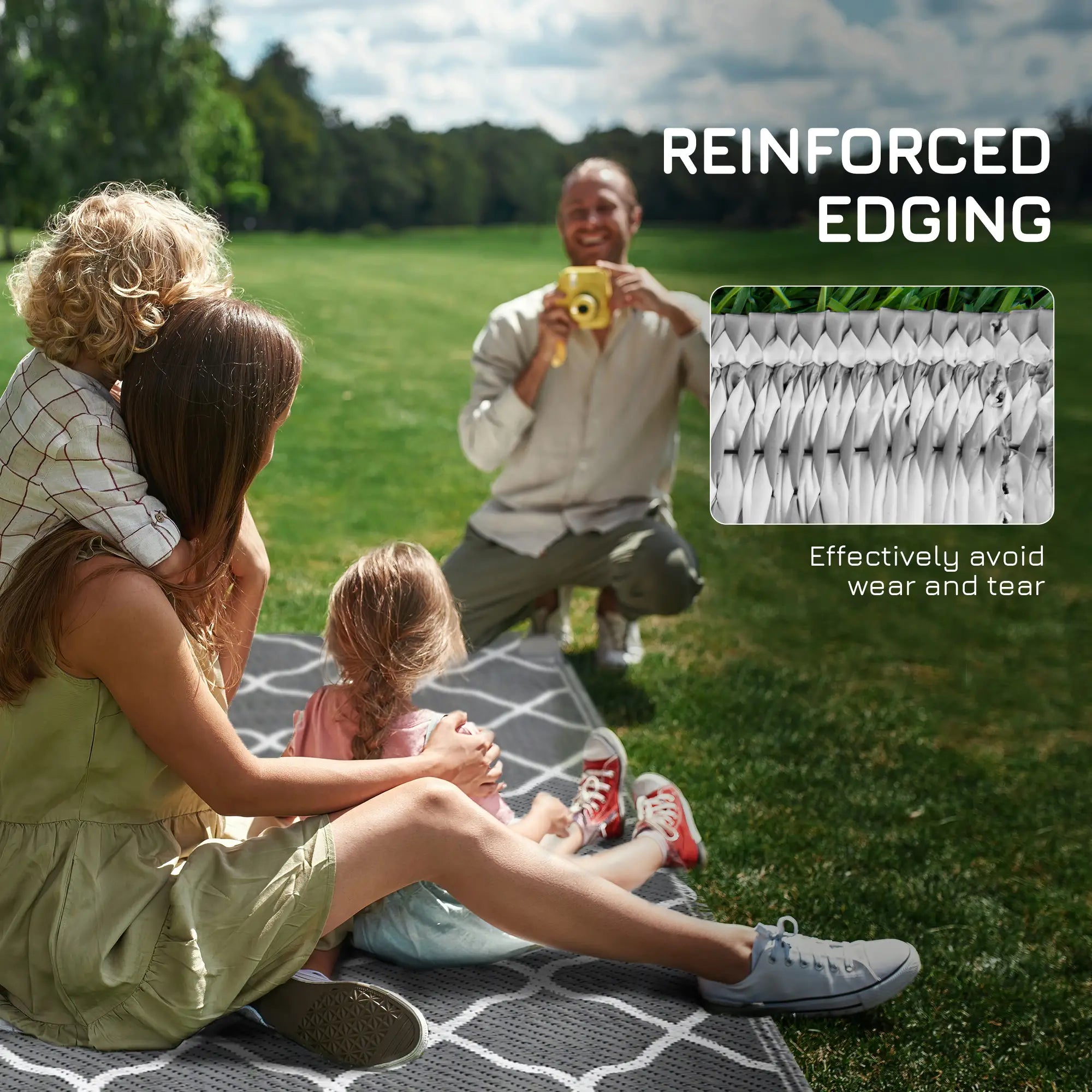 Waterproof Outdoor Rug, 6' x 9', Reversible Mat, Grey & White Outdoor Reversible Rugs at Gallery Canada