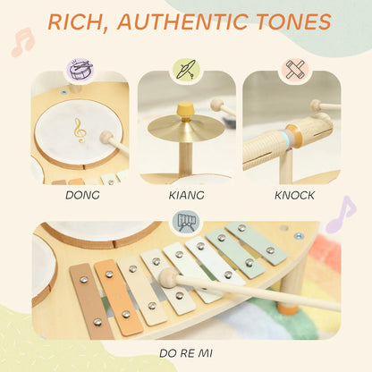 Toddler Drum Set, 4-In-1 Musical Instruments, Natural Wood Electronic Musical Pianos at Gallery Canada