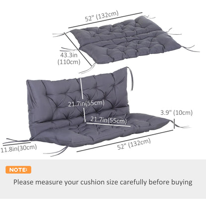 2 Seater Garden Bench Cushion, Thick Outdoor Non-Slip, 52" x 43" x 4", Dark Grey Patio Chair Cushions at Gallery Canada