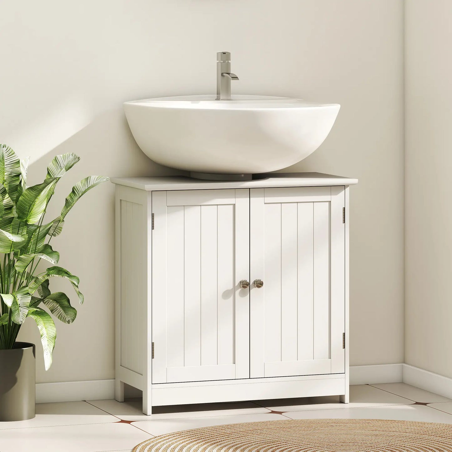 Under Sink Bathroom Cabinet, 2 Doors with Shelf, White Bathroom Cabinets at Gallery Canada