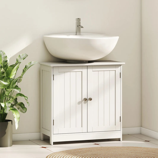 Under Sink Bathroom Cabinet, 2 Doors with Shelf, White Bathroom Cabinets White at Gallery Canada