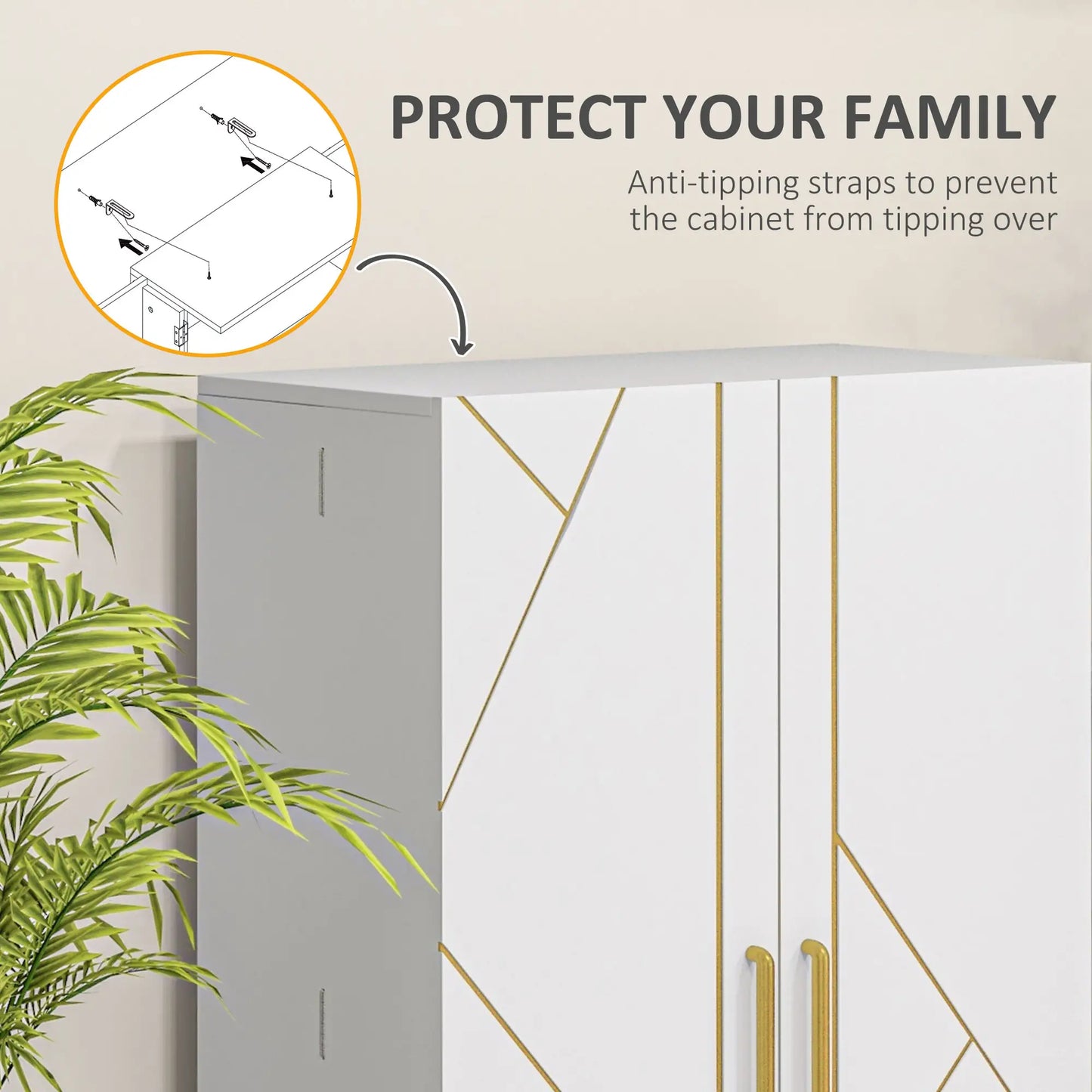44" Storage Cabinet, 2-Door Kitchen Pantry, 4-Tier Shelving, 8 Spice Racks