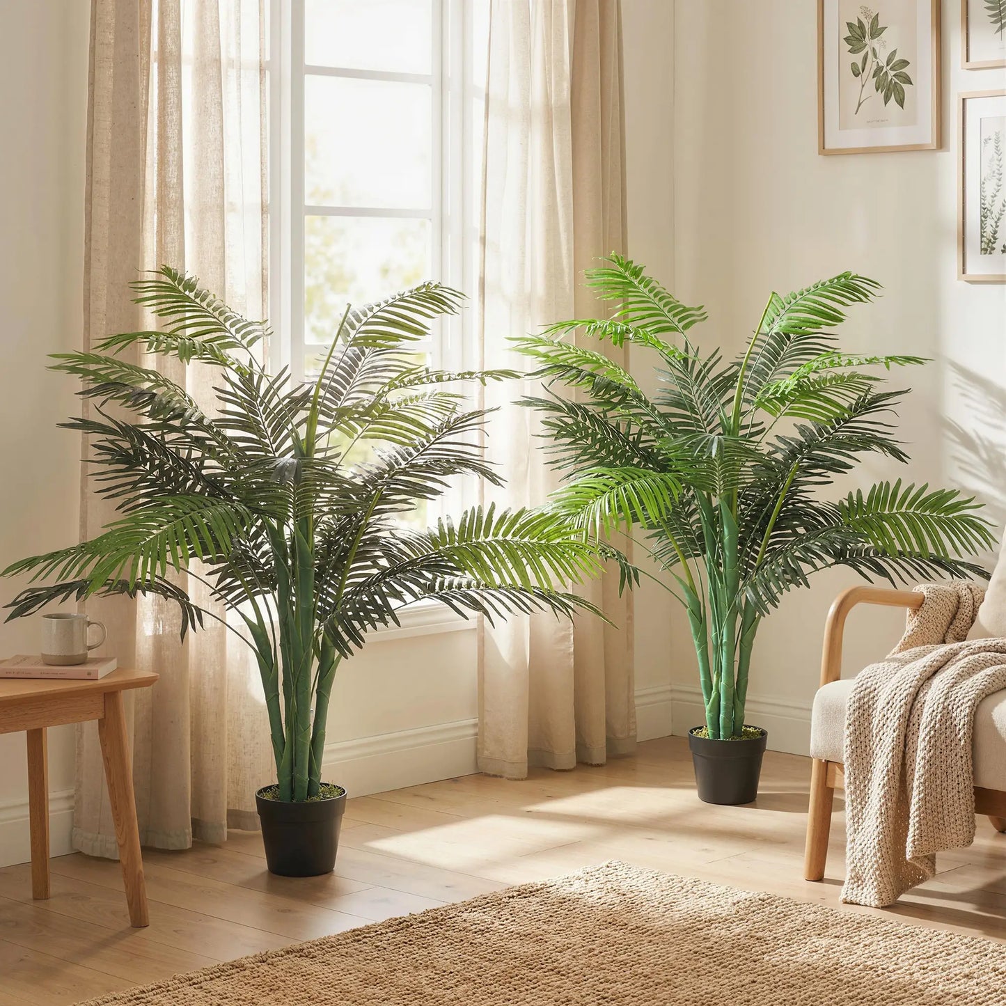 4FT Artificial Palm Tree Set Of 2, Faux Tropical Plant In Pot, Green Artificial Trees at Gallery Canada