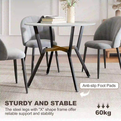 35" Round Dining Table, Steel Frame, Small Kitchen Table, Grey Dining Tables at Gallery Canada