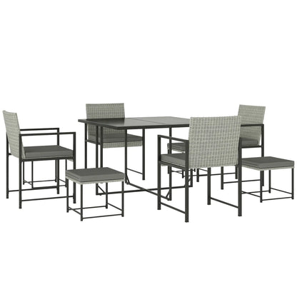 9-Piece Wicker Patio Dining Set, 4 Armchairs, 4 Stools, Tempered Glass Top, Light Grey Outdoor Dining Sets at Gallery Canada