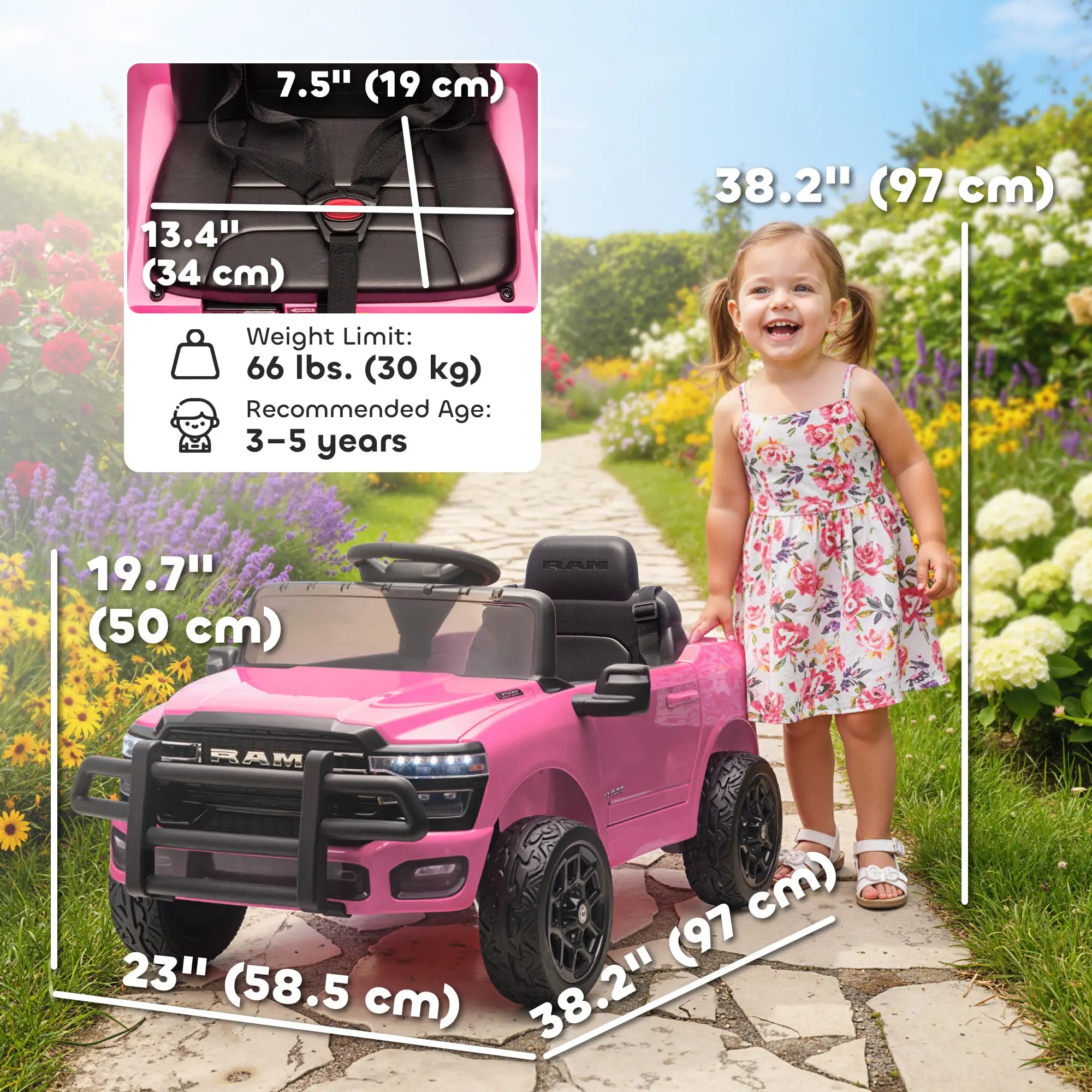 12V Ride On Car, Dodge RAM 3500, Remote Control, Pink Electric Toy Cars at Gallery Canada
