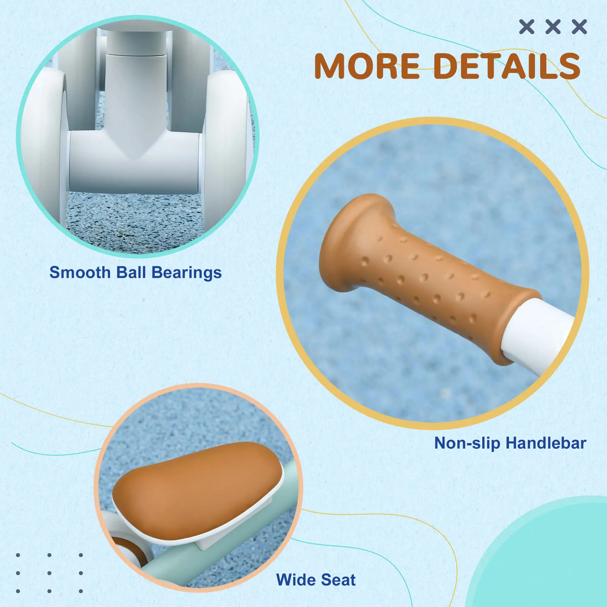 Toddler Balance Bike, Adjustable Seat, Removable Basket, 4 Silent Wheels, Green Riding & Rocking Toys at Gallery Canada