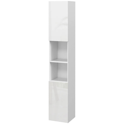 Tall Bathroom Cabinet, High Gloss Storage, Adjustable Shelves, 11.8