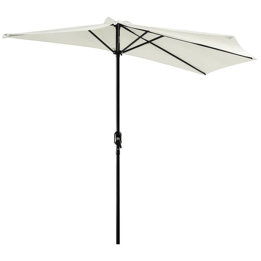 9ft Half Round Patio Umbrella, Waterproof Sun Shade, 5 Ribs, Beige Sun Umbrellas Cream at Gallery Canada