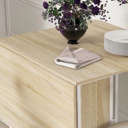 Folding Dining Table, Extendable Kitchen Table With Storage Shelf, Natural Wood Dining Tables at Gallery Canada