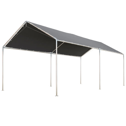 10'x20' Heavy Duty Galvanized Carport Canopy, Anchor Kit, Grey
