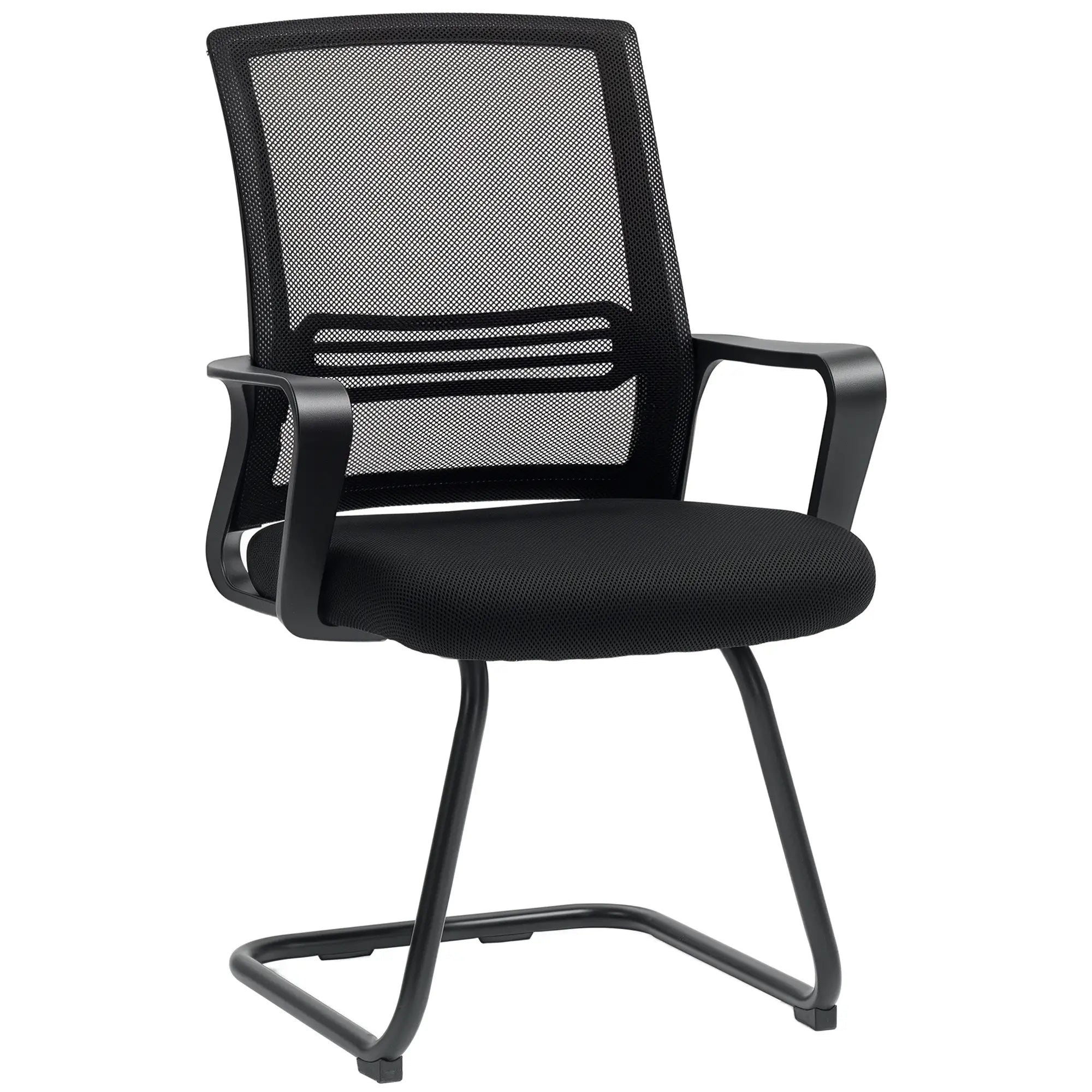 Ergonomic Desk Chair No Wheels, Padded Mesh Office Chair, Black Task Chairs at Gallery Canada