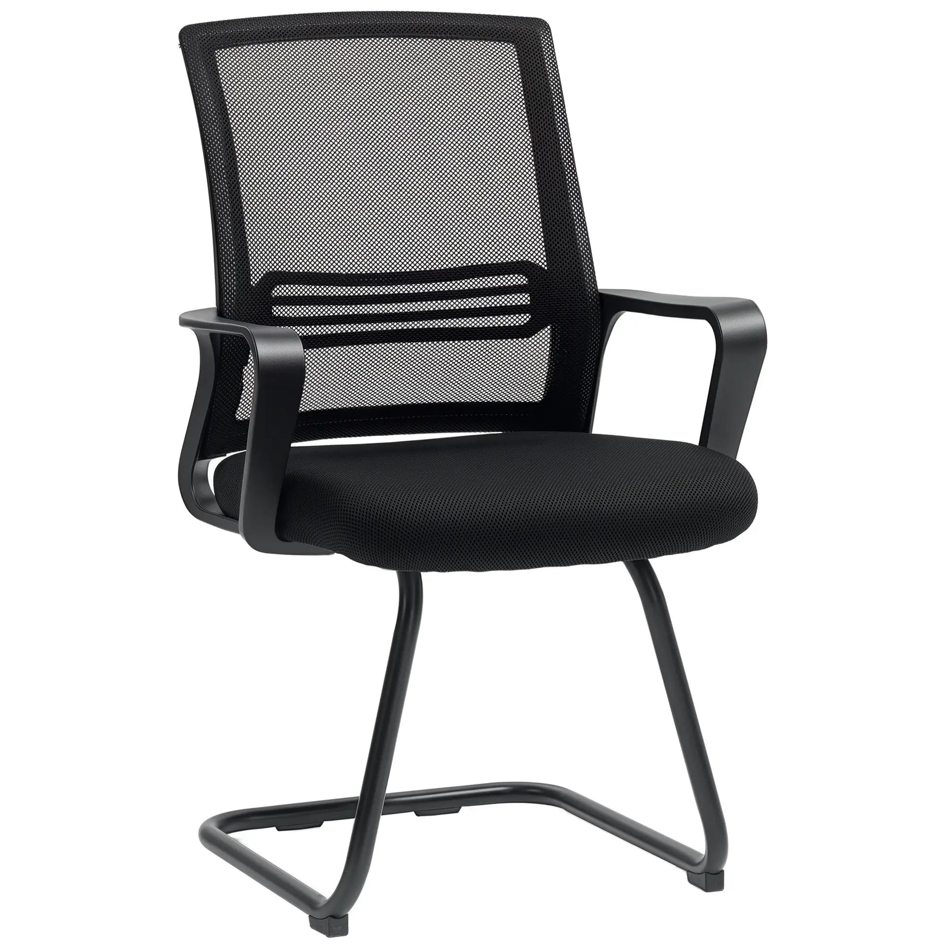 Ergonomic Desk Chair No Wheels, Padded Mesh Office Chair, Black Task Chairs at Gallery Canada