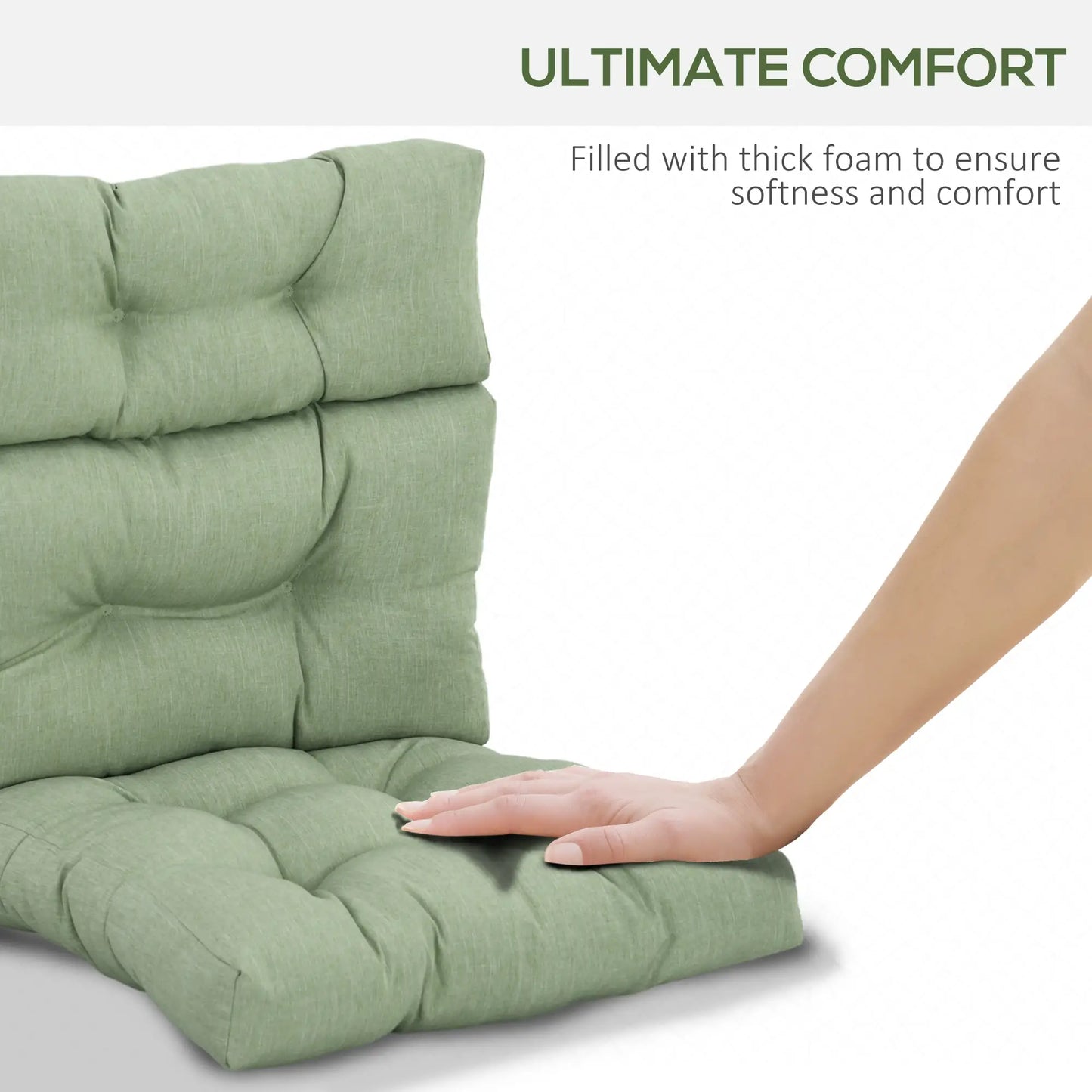 Outdoor Patio Chair Cushion, Tufted with Ties, Light Green Patio Chair Cushions at Gallery Canada