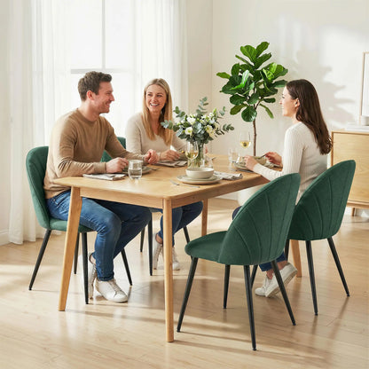 Modern Dining Chairs Set of 4, Upholstered with Metal Legs, Green Dining Chairs at Gallery Canada