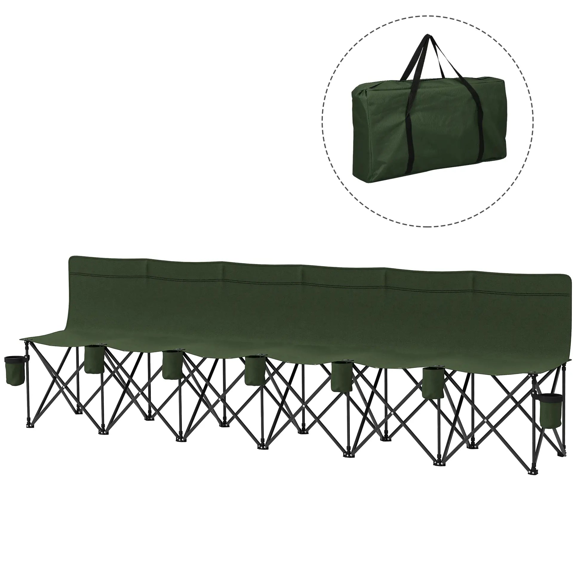 6 Seat Folding Camping Chair, Cup Holder, Carrying Case, Dark Green Picnic Tables & Camping Chairs Dark Green at Gallery Canada