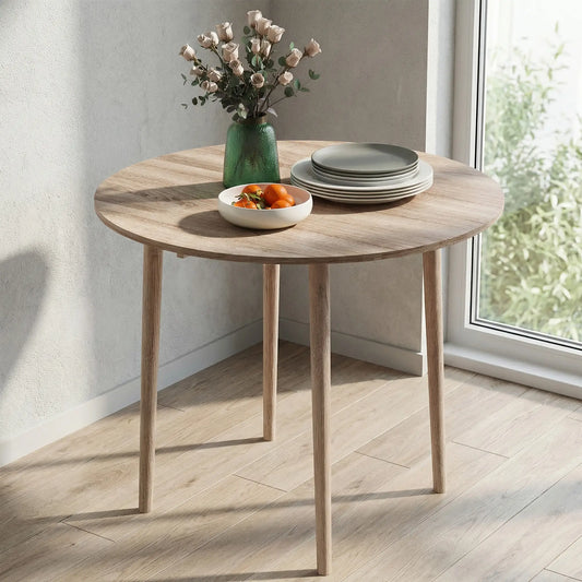 Round Folding Dining Table, Drop Leaf Kitchen Table, Wood Legs, Oak Dining Tables Oak at Gallery Canada