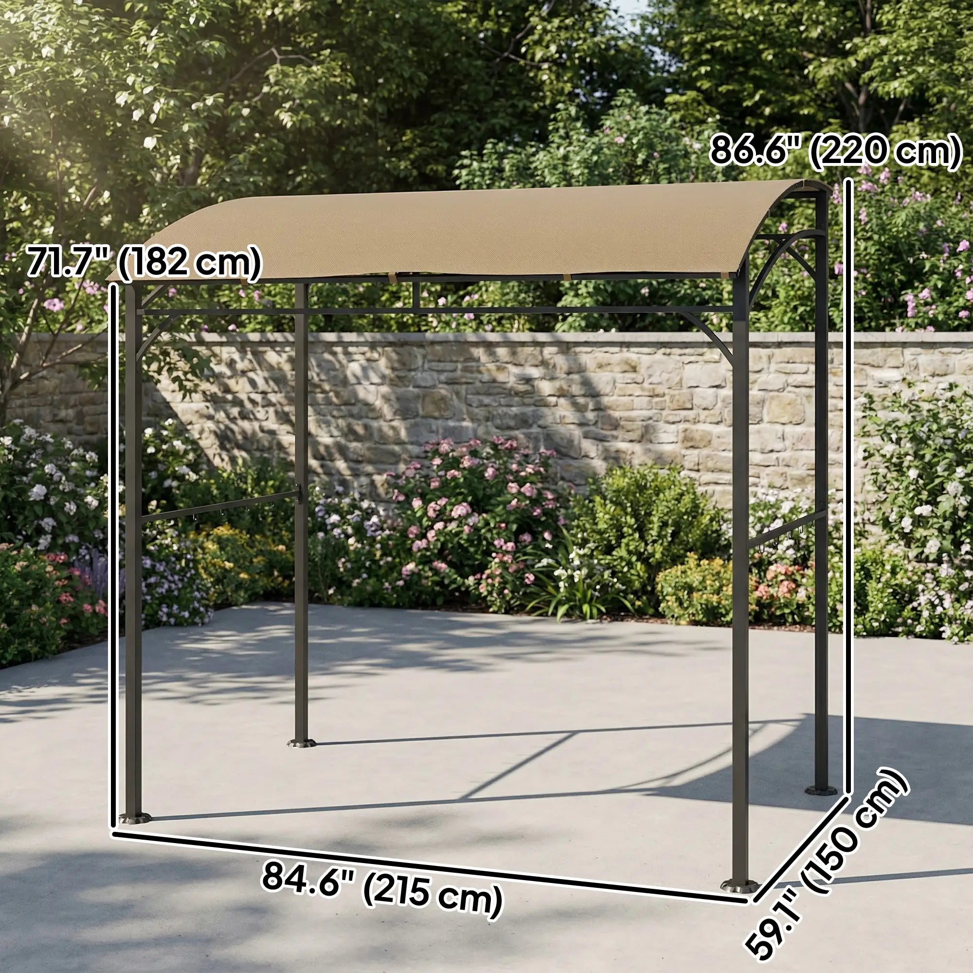 7' x 5' Garden Grill Canopy, Steel Frame with Hooks, Dark Coffee BBQ Grill Gazebos at Gallery Canada