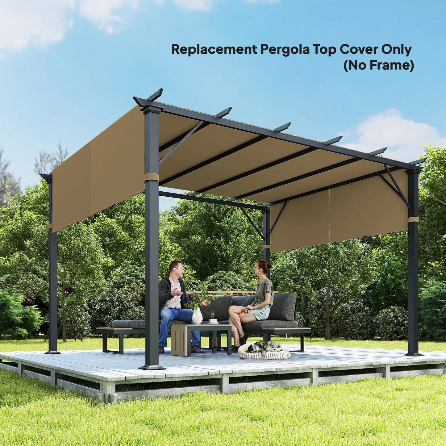 2 Pcs UV Protection Pergola Replacement Canopy, 10' x 10', Sand Gazebo Canopy Replacement at Gallery Canada