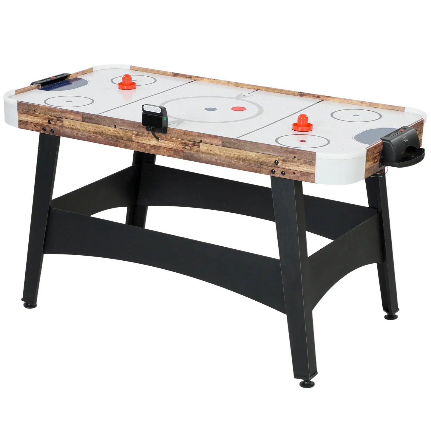61" Air Hockey Table, LED Scoreboard, Manual Scorers, Pushers, Pucks Game Tables Natural Wood Finish, Black, White at Gallery Canada