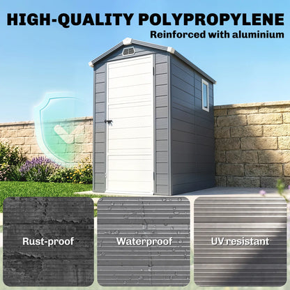 4.5' x 6' Plastic Garden Storage Shed, Latch Door, Vents, Dark Grey Sheds at Gallery Canada