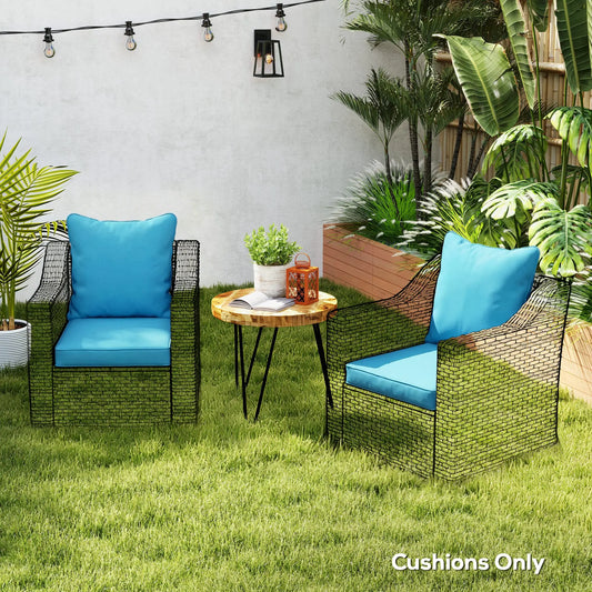 Patio Chair Cushions Set, 2 Seat Cushion Back Pillows, Turquoise Patio Chair Cushions Turquoise at Gallery Canada
