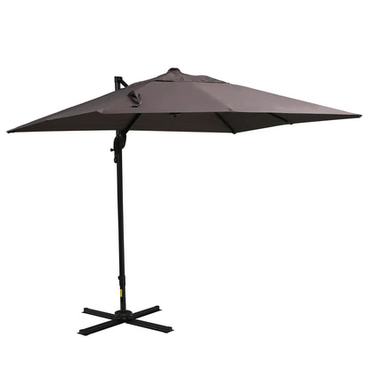 8'x8' Square Patio Hanging Offset Umbrella, Light Brown Offset Cantilever Umbrellas Light Brown at Gallery Canada