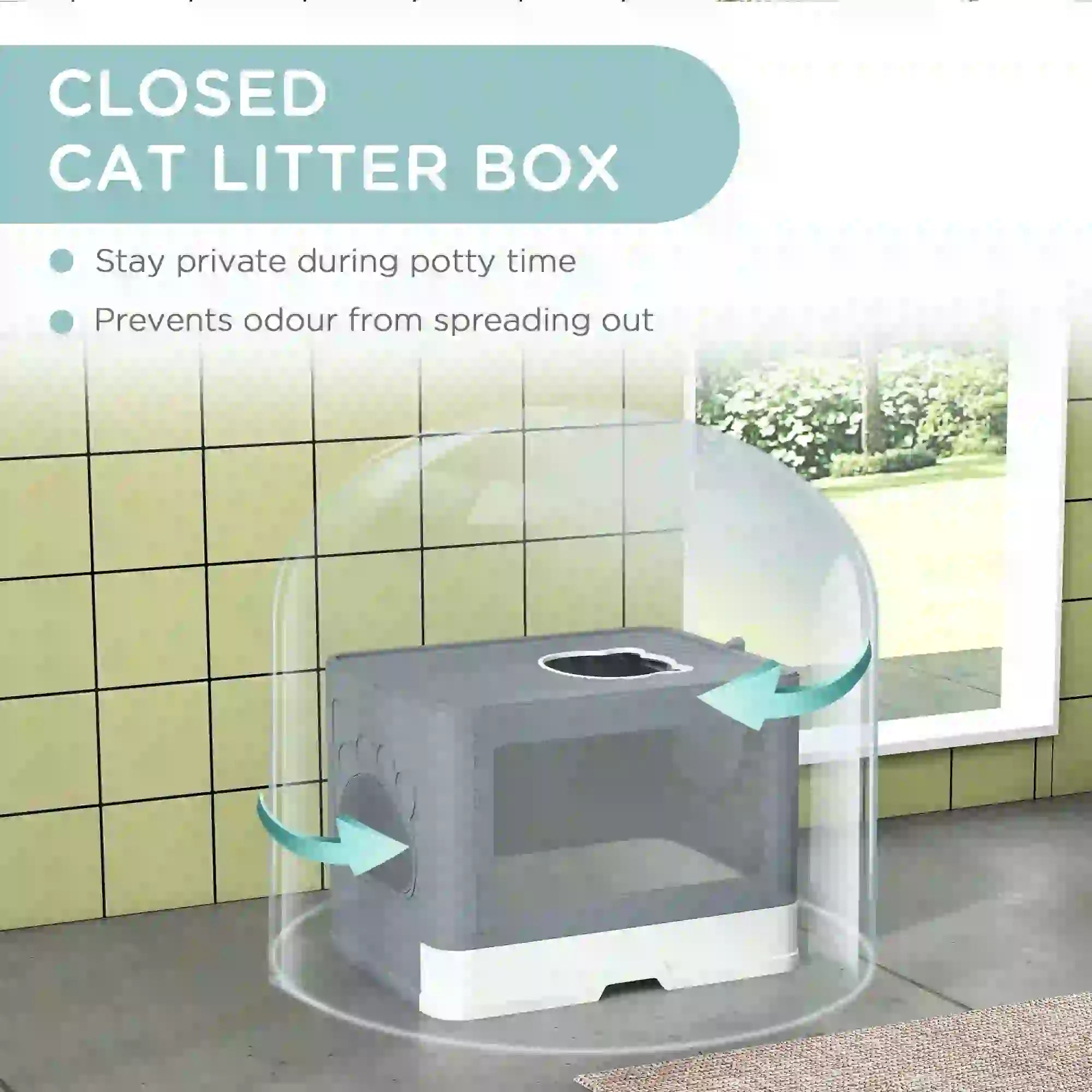 Cat Litter Box, Front Enter Top Exit, Pull Out Tray, Easy Clean, Grey Cat Litter Box Enclosures at Gallery Canada