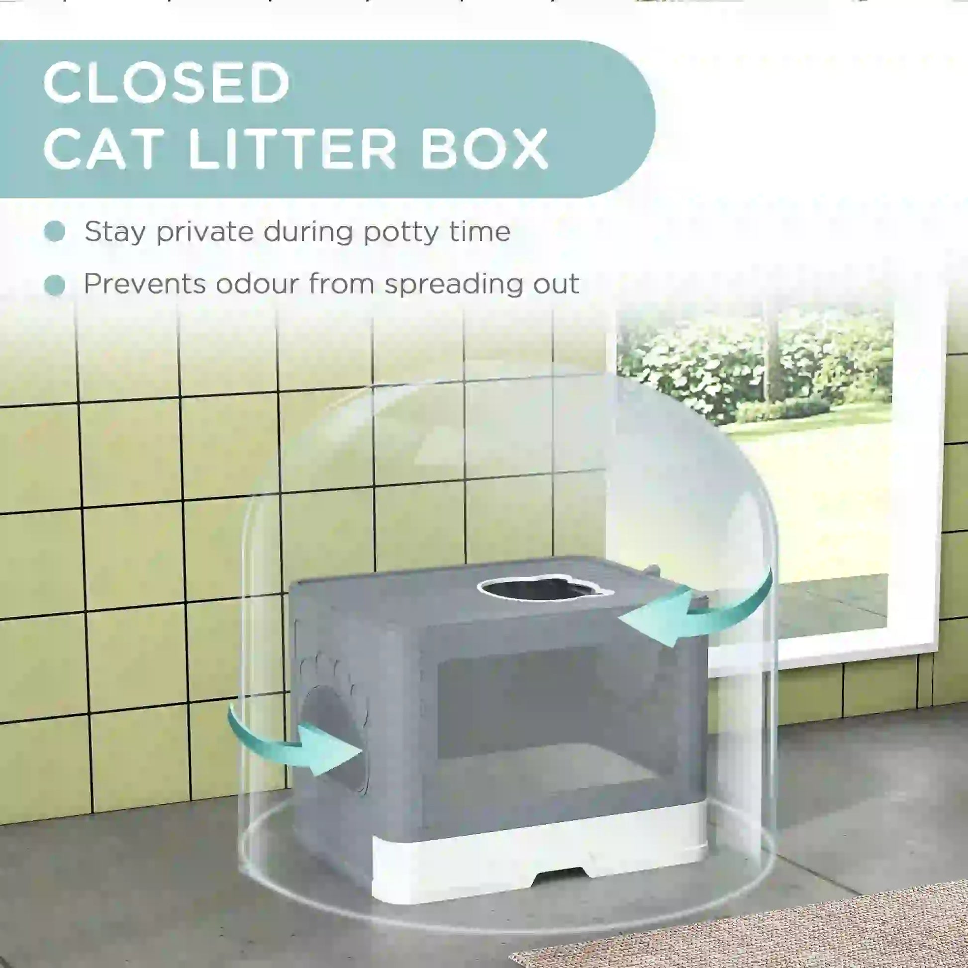 Cat Litter Box, Front Enter Top Exit, Pull Out Tray, Easy Clean, Grey Cat Litter Box Enclosures at Gallery Canada
