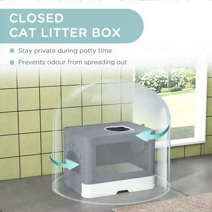 Cat Litter Box, Front Enter Top Exit, Pull Out Tray, Easy Clean, Grey Cat Litter Box Enclosures at Gallery Canada