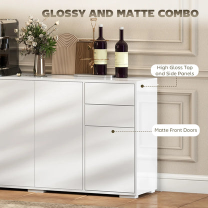 Kitchen Sideboard Storage Cabinet, Modern Coffee Bar with 2 Drawers, White Bar Cabinets at Gallery Canada