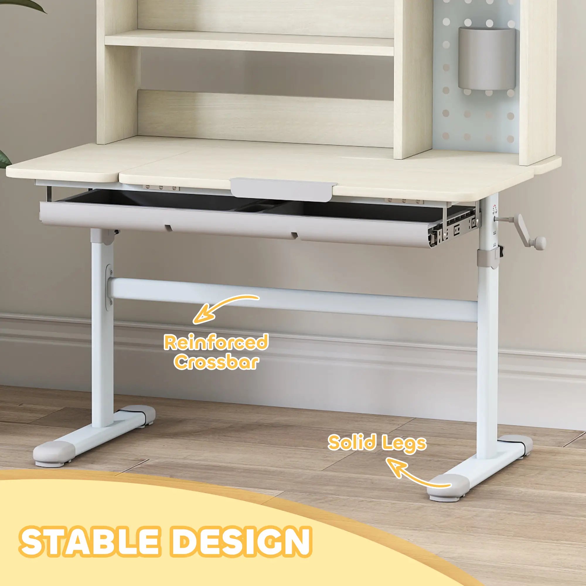 Kids Desk, Height Adjustable, Tilted Desktop, Storage, Drawer, Pegboard, 3-12 Years Kids Desk Sets at Gallery Canada