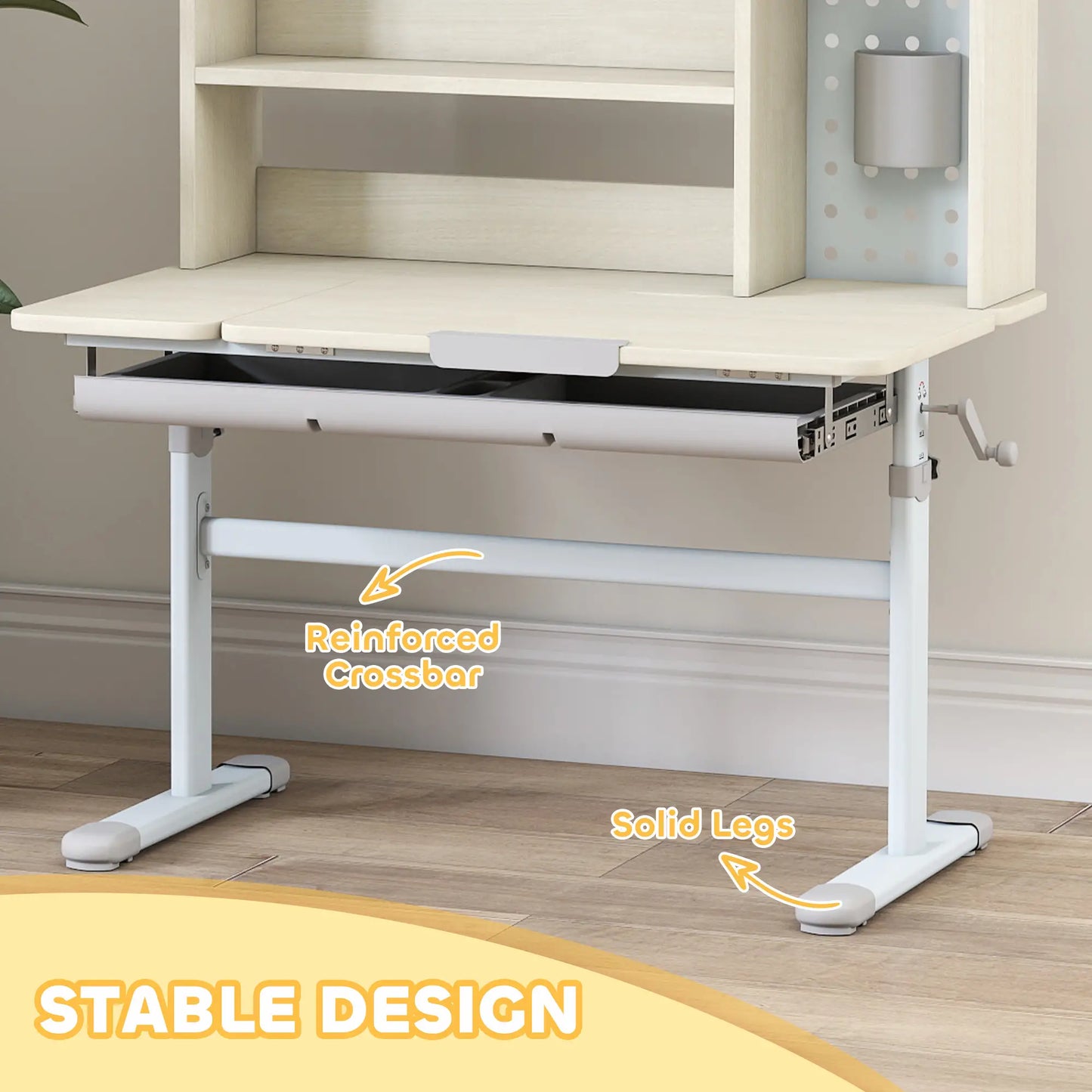 Kids Desk, Height Adjustable, Tilted Desktop, Storage, Drawer, Pegboard, 3-12 Years Kids Desk Sets at Gallery Canada