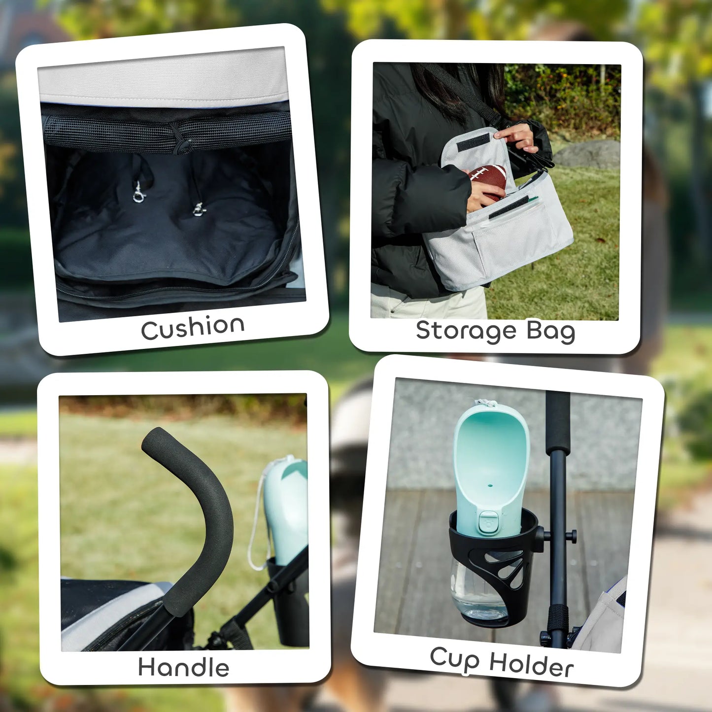 Foldable Dog Stroller, Lightweight, Storage Bag, Cup Holder, Light Grey Dog Bike Trailers & Strollers at Gallery Canada