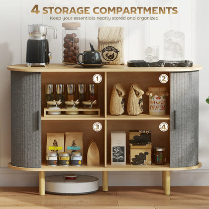 47" Buffet Cabinet, Tambour Sliding Doors, Fluted Sideboard, Grey Bar Cabinets at Gallery Canada