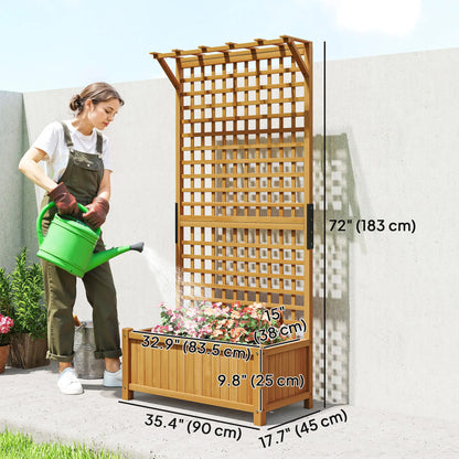 Wood Planter with Trellis, Raised Garden Bed, Privacy Screen, Yellow Wooden Planter Boxes at Gallery Canada