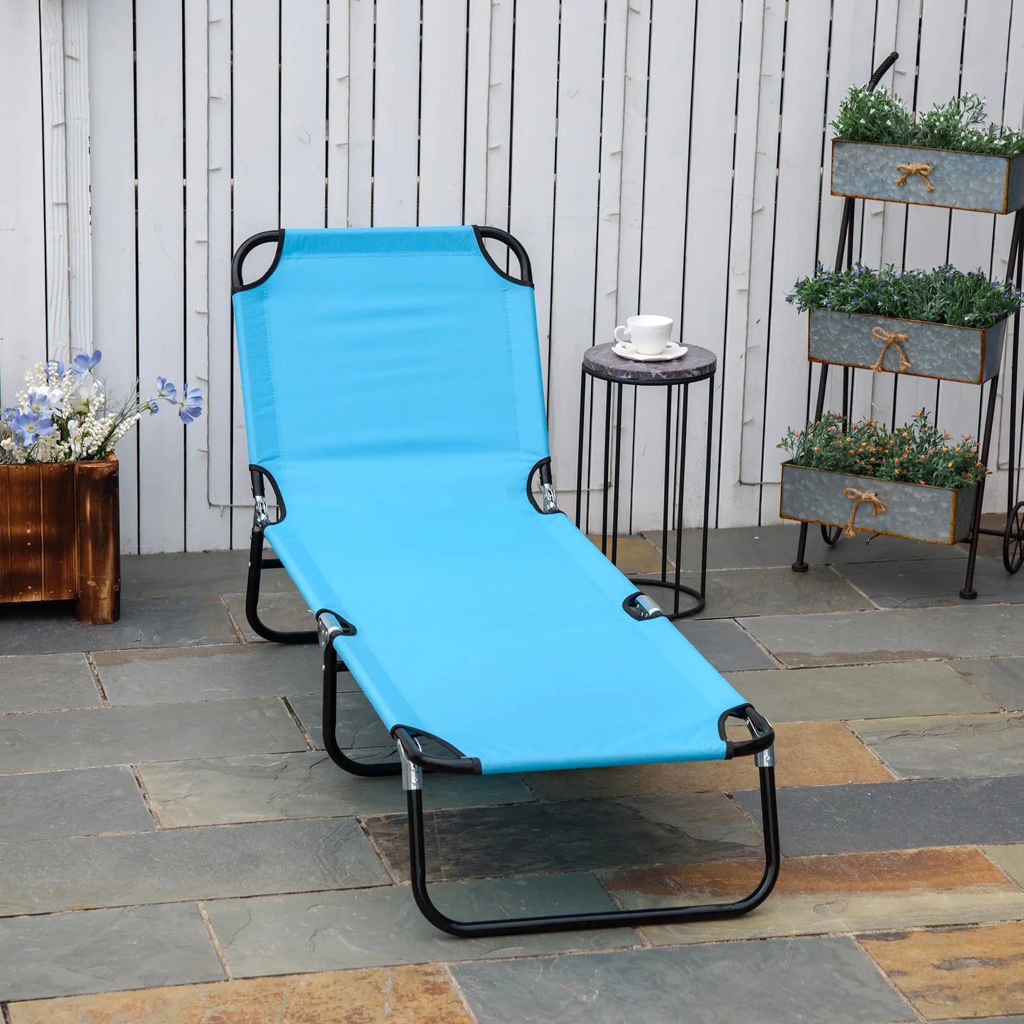 Outdoor Folding Lounge Chair, Reclining Mesh, Beach, Yard, Patio, Sky Blue Lounger Chairs at Gallery Canada
