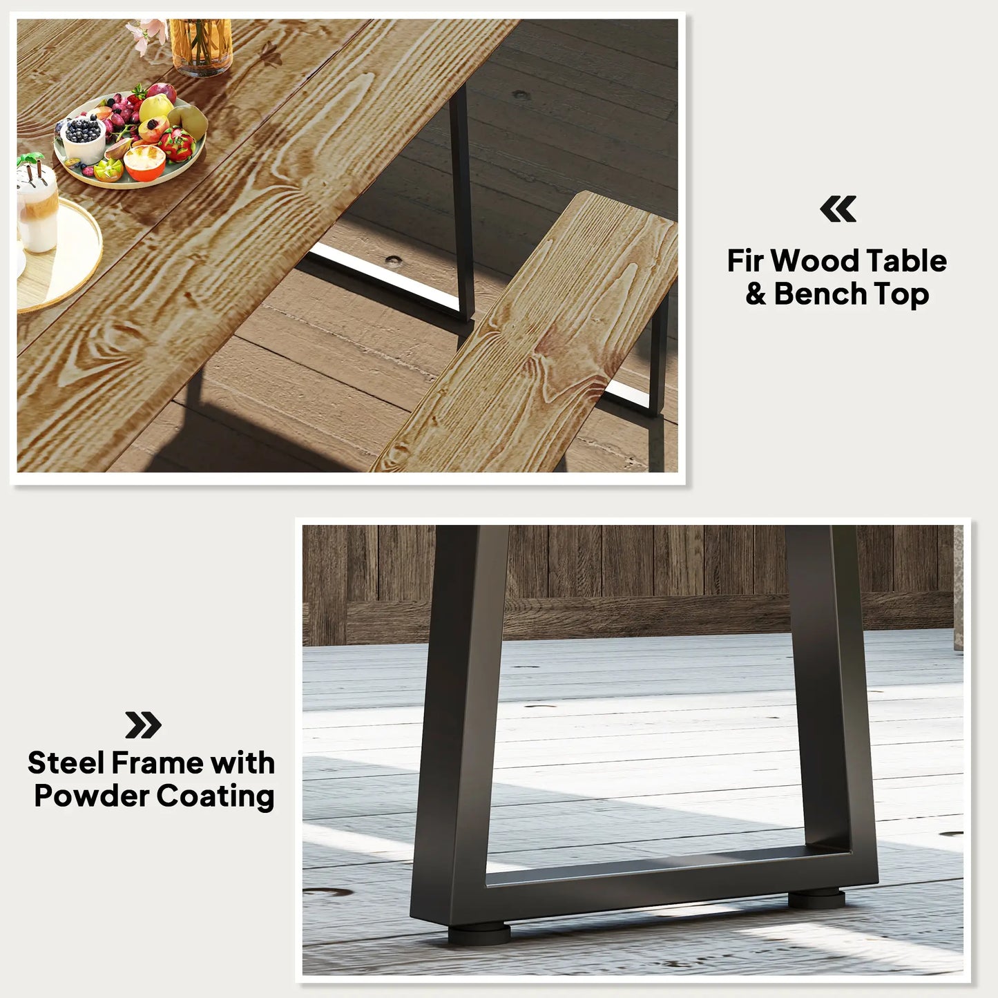 Picnic Table and Bench Set for 6, 2" Umbrella Hole, Steel Frame Outdoor Dining Sets at Gallery Canada