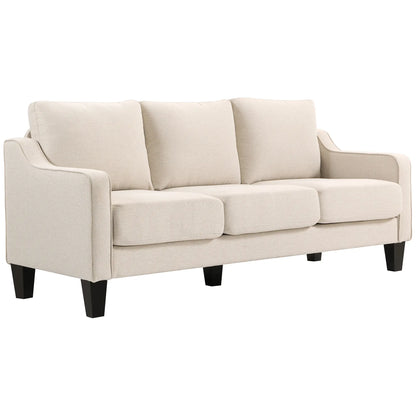 3 Seater Sofa, Modern Linen Couch, Pocket Spring, Thick Padded, Beige 3-Seater Sofas Beige at Gallery Canada