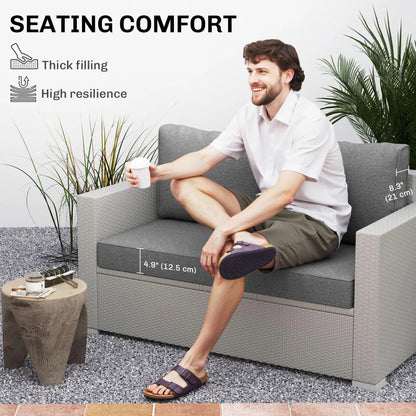 2 Seater Outdoor Cushions With Backrest, Loveseat Sofa Cushions, Grey Patio Chair Cushions at Gallery Canada