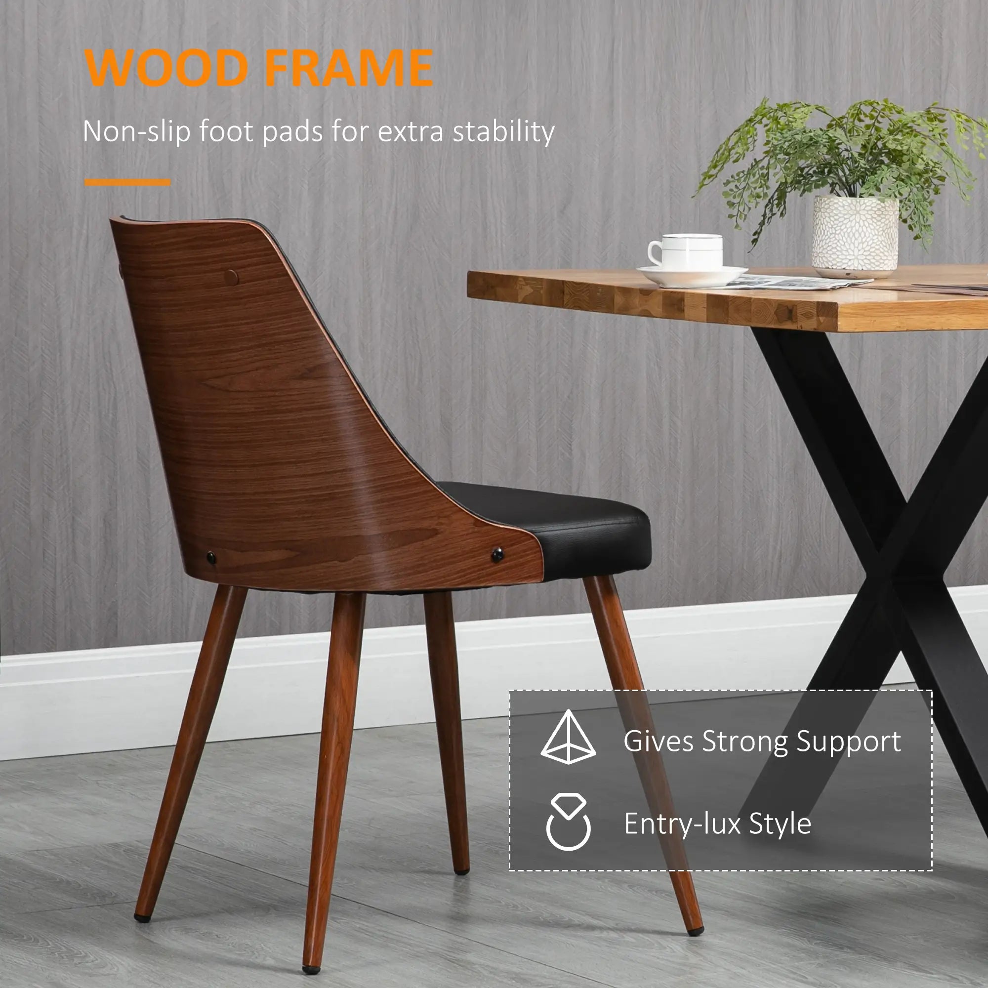 Dining Chairs Set of 2, PU Leather Upholstered, Steel Legs, Black Bar Stools at Gallery Canada