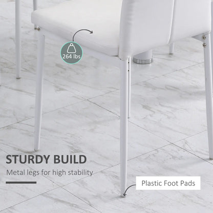 Modern Dining Chairs, Set of 4, Button Tufted High Back, White Bar Stools at Gallery Canada