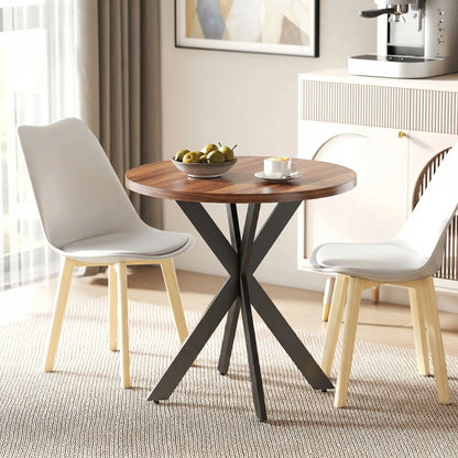 29" Round Dining Table, Walnut Finish, Steel Legs Dining Tables at Gallery Canada