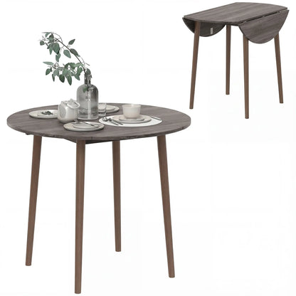 35" Folding Dining Table, Round Drop Leaf, Distressed Light Grey, Light Grey Dining Tables at Gallery Canada
