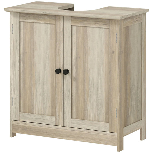 Bathroom Vanity, 24" Pedestal Sink Bathroom Vanity Furniture with 2 Doors and Shelf, Grey Wood Grain Sink Cabinets Grey Wood Grain at Gallery Canada