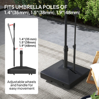 Adjustable Wheel Patio Umbrella Base, 121lbs Stand, 99lbs Water, Black Umbrella Bases at Gallery Canada