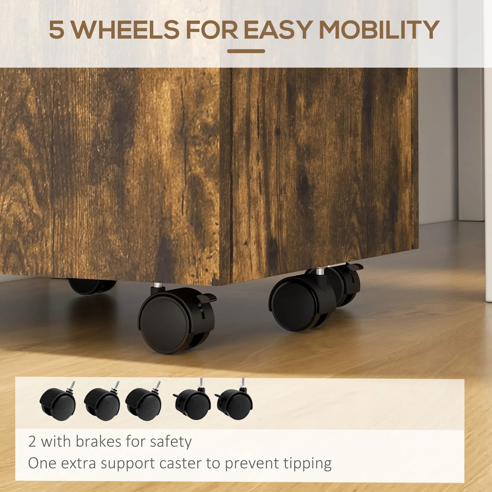 Small 2-Drawer Filing Cabinet, Lockable, on Wheels, Rustic Brown Office Cabinets & Cupboards at Gallery Canada